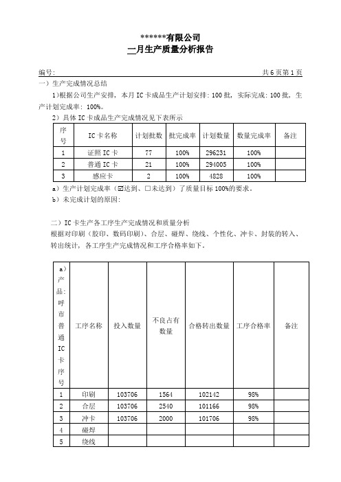 产品质量分析报告