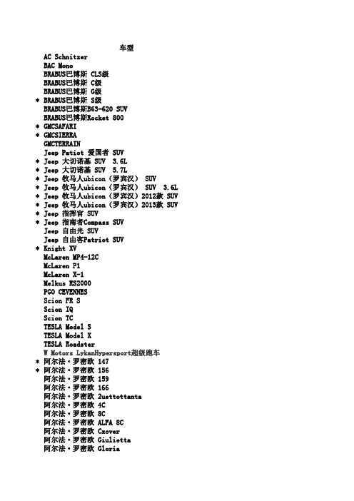 史上最全汽车车型电瓶对照表