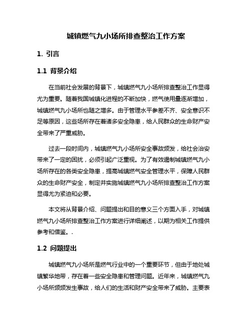 城镇燃气九小场所排查整治工作方案