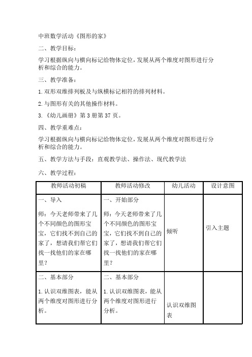 中班数学活动《图形的家》