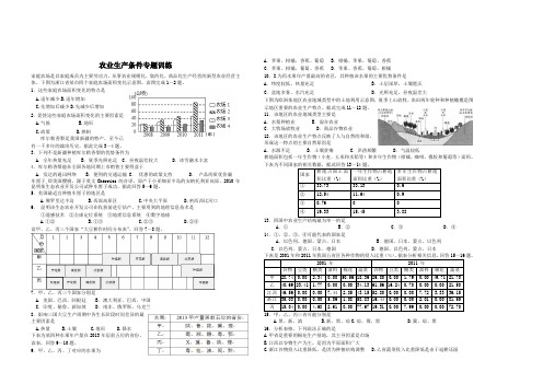 农业生产条件专题训练