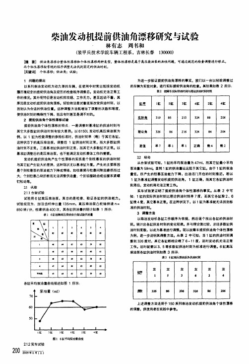 柴油发动机提前供油角漂移研究与试验