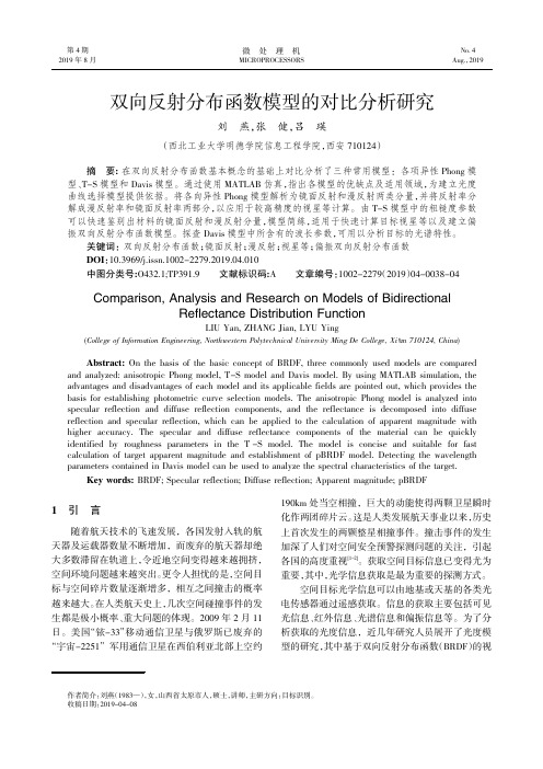 双向反射分布函数模型的对比分析研究