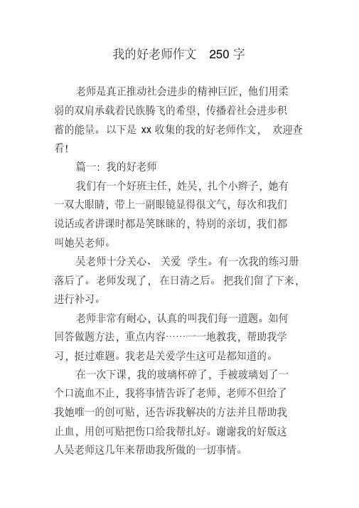 我的好老师作文250字