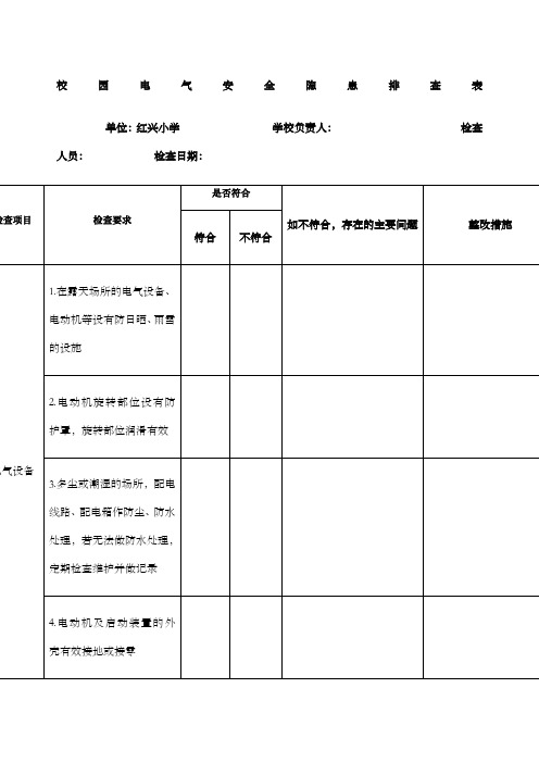 红兴小学校园电气火灾隐患排查表