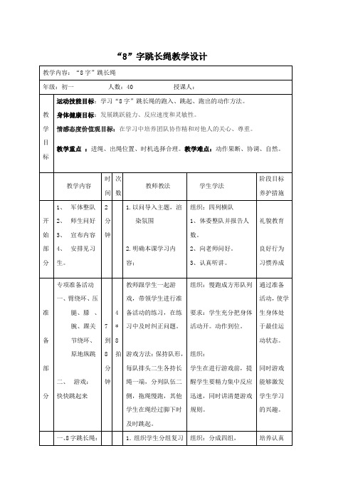 【教学设计】8字跳长绳_体育初中