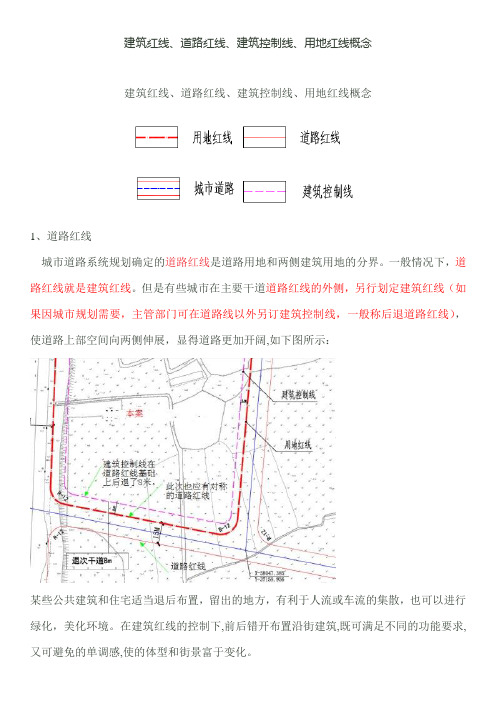 建筑红线 道路红线 建筑控制线 用地红线概念