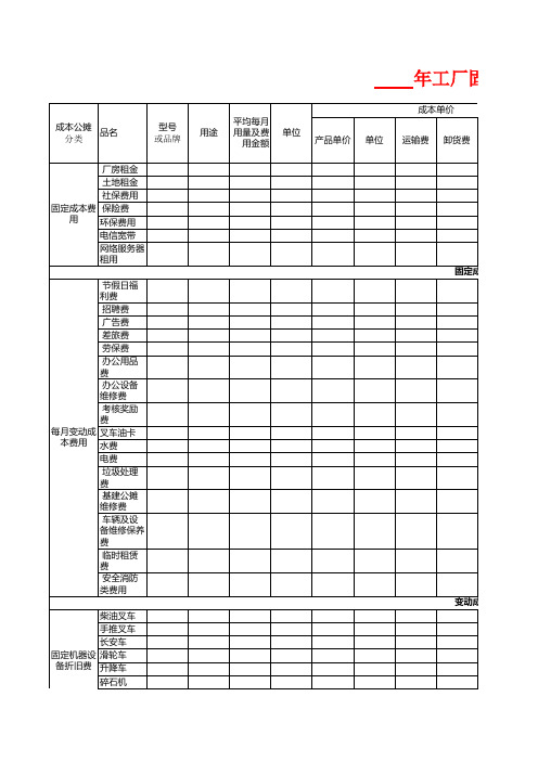 公司成本数据统计分析表