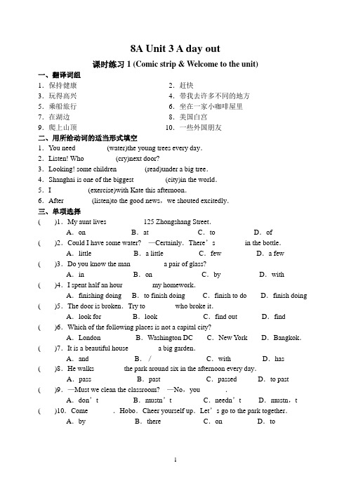 8A-Unit3课时练习(含答案)