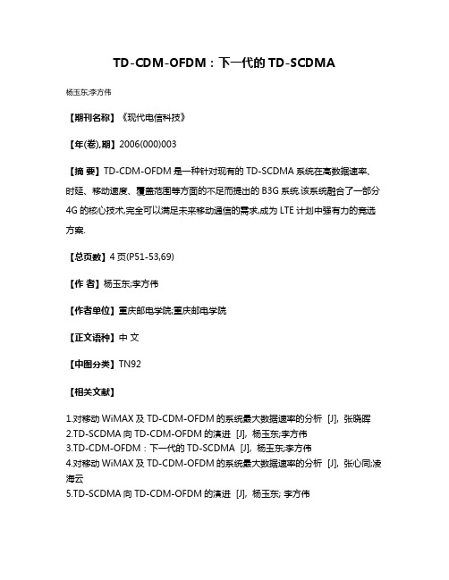 TD-CDM-OFDM:下一代的TD-SCDMA