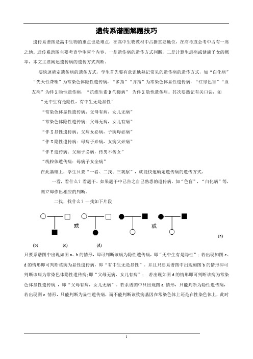 高考生物专题复习教案29：遗传系谱图解题技巧