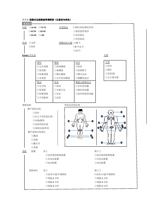 内压疮现患率调研表