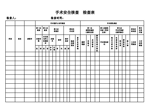 手术安全核查查检表护理部分