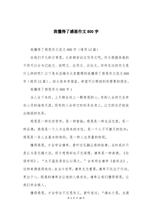 我懂得了感恩作文800字