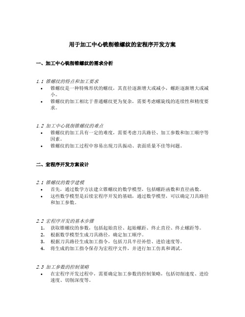 用于加工中心铣削锥螺纹的宏程序开发方案