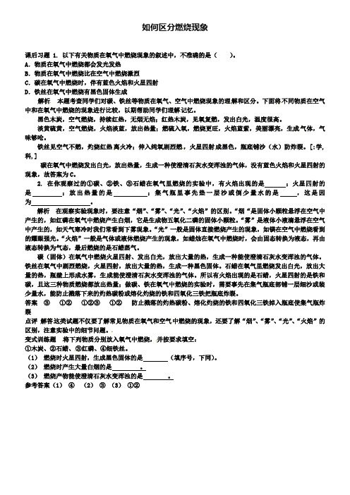 鲁教版九年级化学例题解析：如何区分燃烧现象