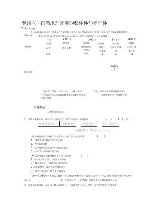 高考二轮复习专题六：自然地理环境的整体性与差异性.总结