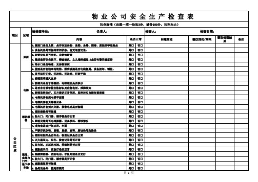 物业公司安全生产检查表