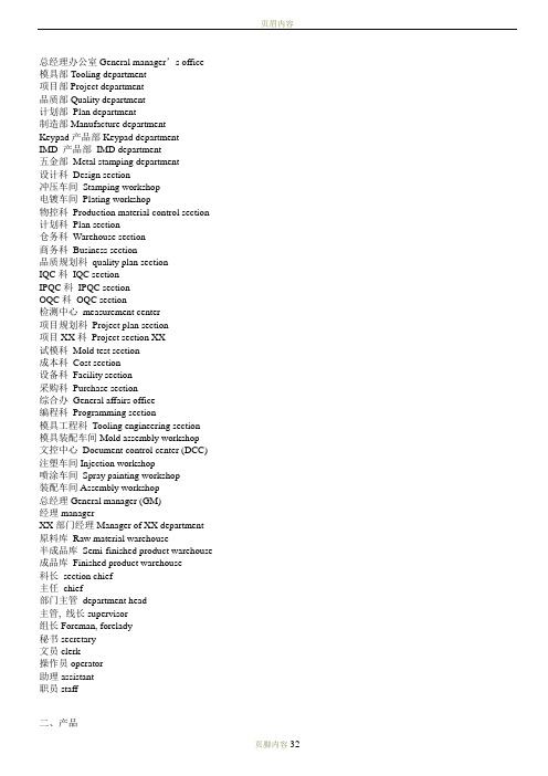 制造业常用英语学习