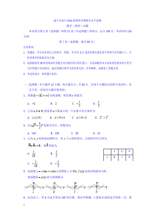 四川省遂宁市高二下册第二学期期末考试数学(理)试题-含答案【精选】.doc