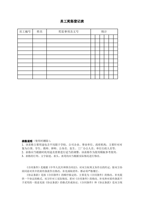 员工奖惩登记表