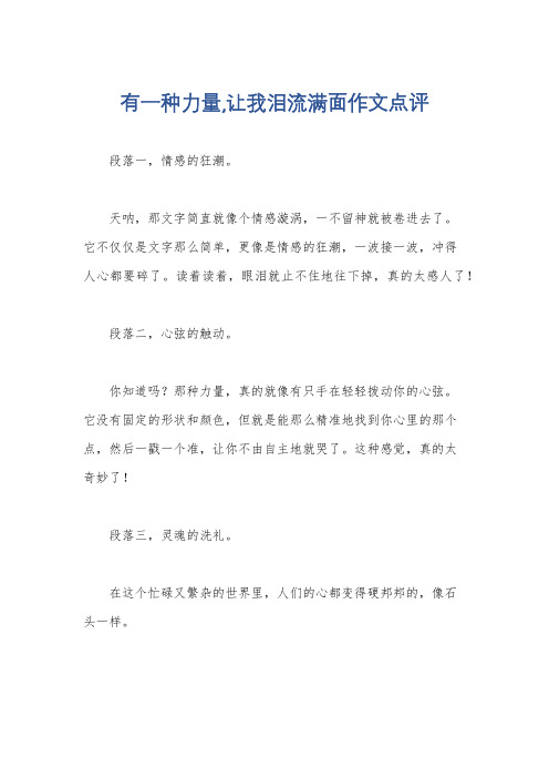 有一种力量,让我泪流满面作文点评