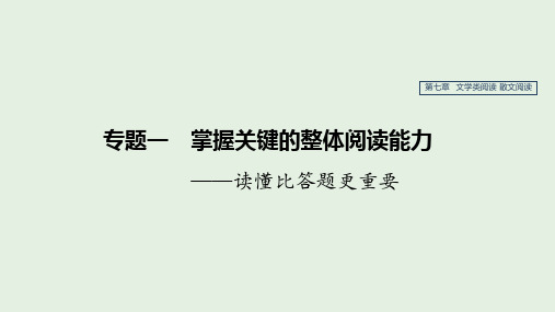 江苏2020版高考语文第七章文学类阅读散文阅读专题一掌握关键的整体阅读能力课件