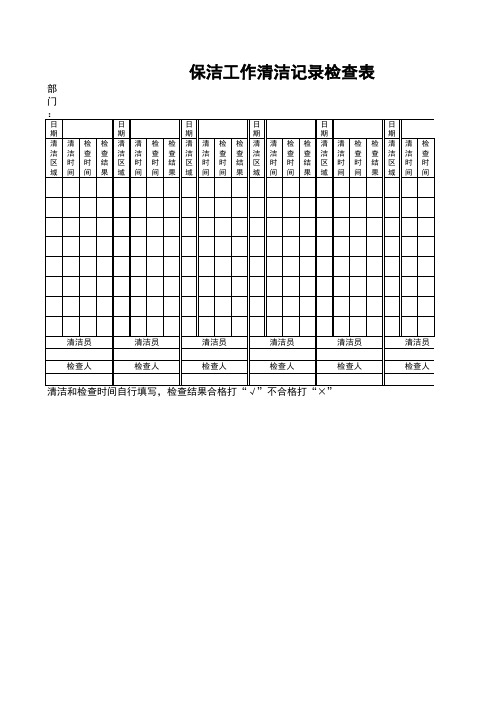 保洁工作清洁记录检查表