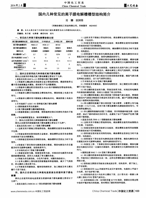 国内几种常见的离子膜电解槽槽型结构简介