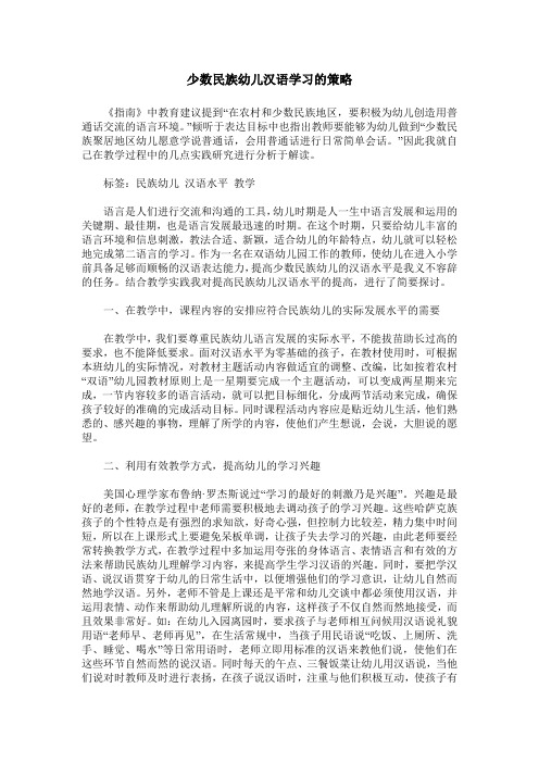 少数民族幼儿汉语学习的策略