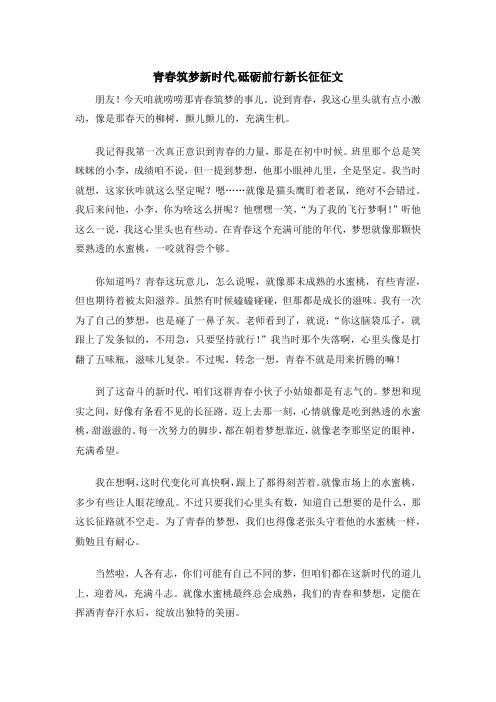 青春筑梦新时代,砥砺前行新长征征文