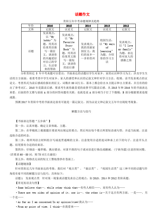 中考英语命题研究 第三部分 中考题型攻略篇 题型8 书面表达 话题1 发表观点类试题