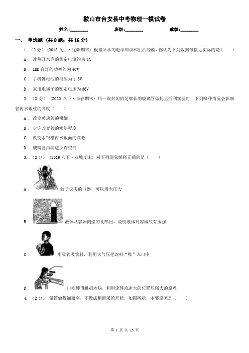 鞍山市台安县中考物理一模试卷