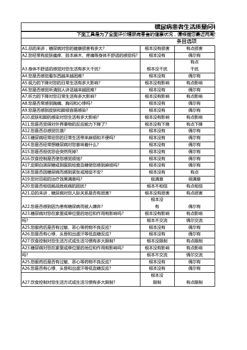 糖尿病患者生活质量问卷