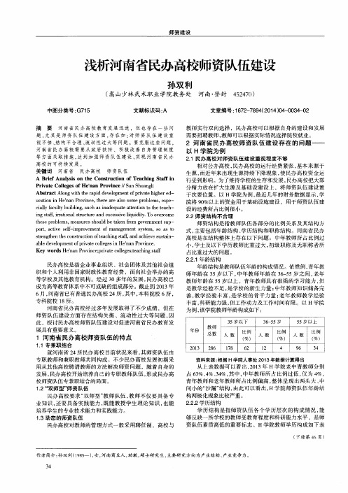 浅析河南省民办高校师资队伍建设