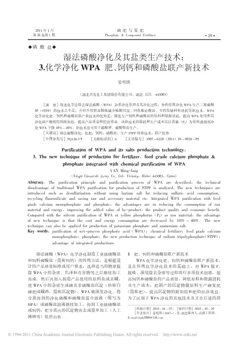 湿法磷酸净化及其盐类生产技术WPA肥_饲钙和磷酸盐联产新技术_晏明朗