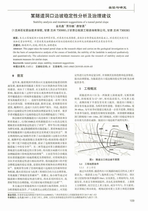 某隧道洞口边坡稳定性分析及治理建议