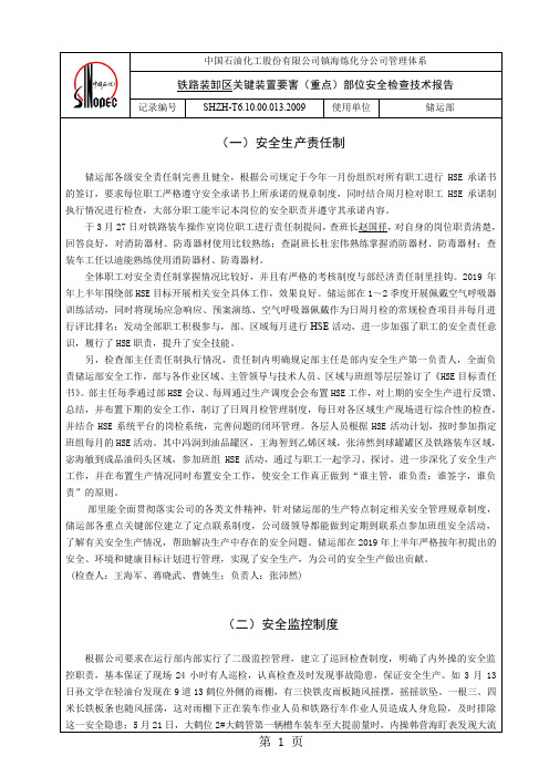 2019年上半年度(铁路装卸区)关键装置要害(重点)部位安全检查技术报告word资料6页