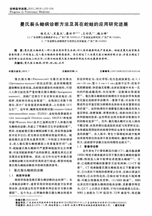 曼氏裂头蚴病诊断方法及其在蛇蛙的应用研究进展