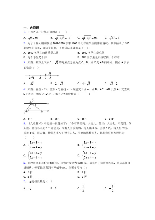 (必考题)初中数学七年级下期末(提高培优)