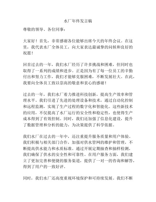 水厂年终发言稿