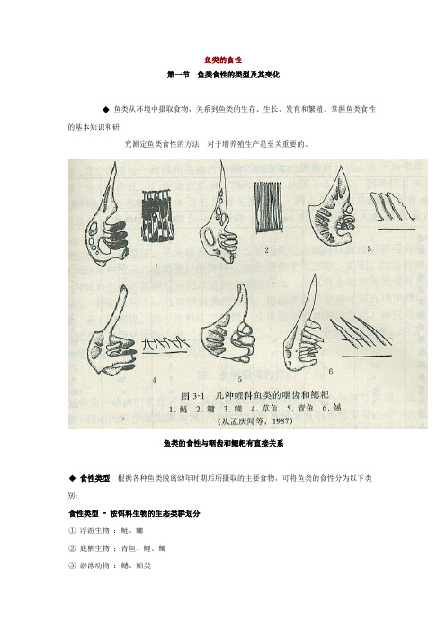 鱼类的食性鱼类食性的类型及其变化鱼类从环境中摄取食物