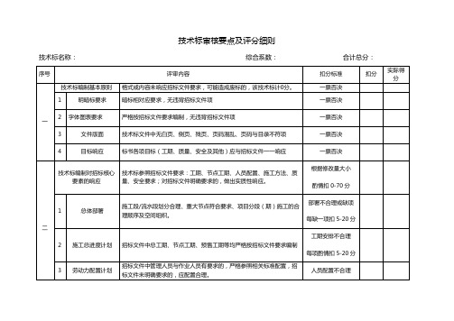 技术标审核要点及评分细则 