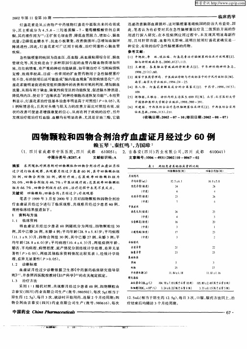 四物颗粒和四物合剂治疗血虚证月经过少60例