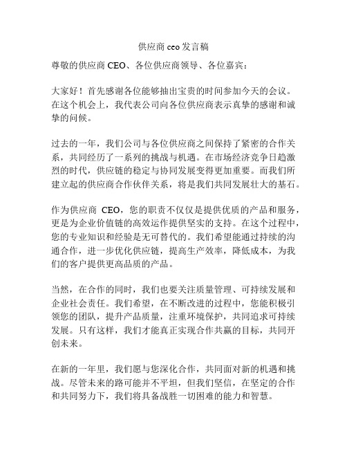 供应商ceo发言稿