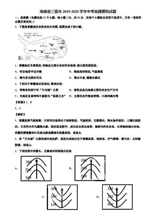 海南省三亚市2019-2020学年中考地理模拟试题含解析