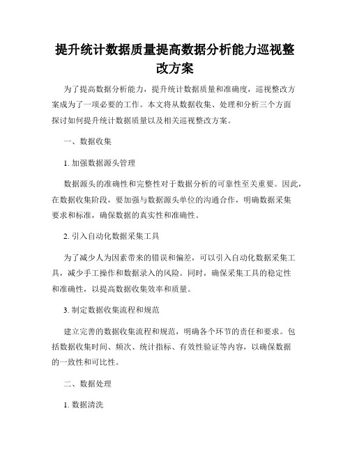 提升统计数据质量提高数据分析能力巡视整改方案