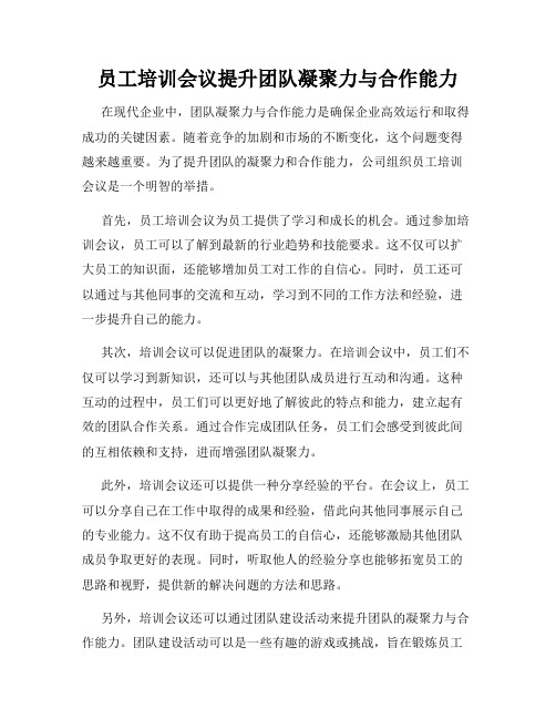 员工培训会议提升团队凝聚力与合作能力