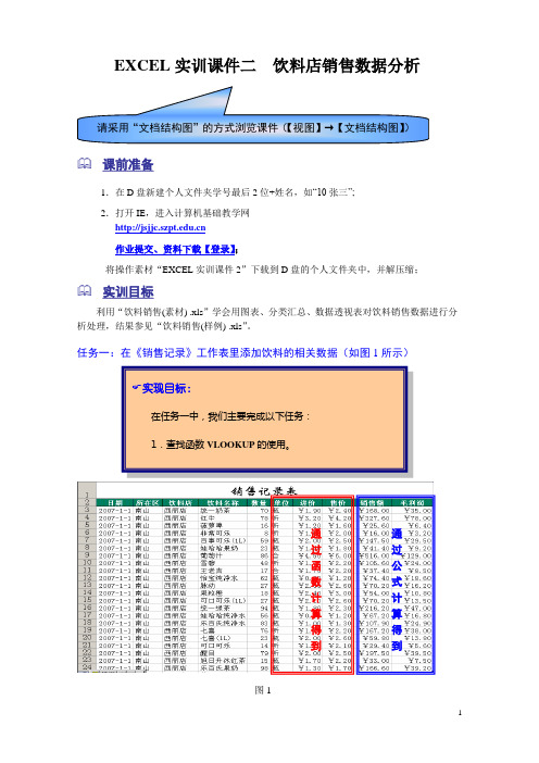 EXCEL实训课件2-饮料店销售数据分析