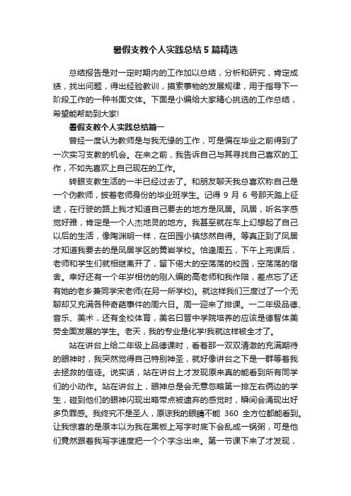 暑假支教个人实践总结5篇精选